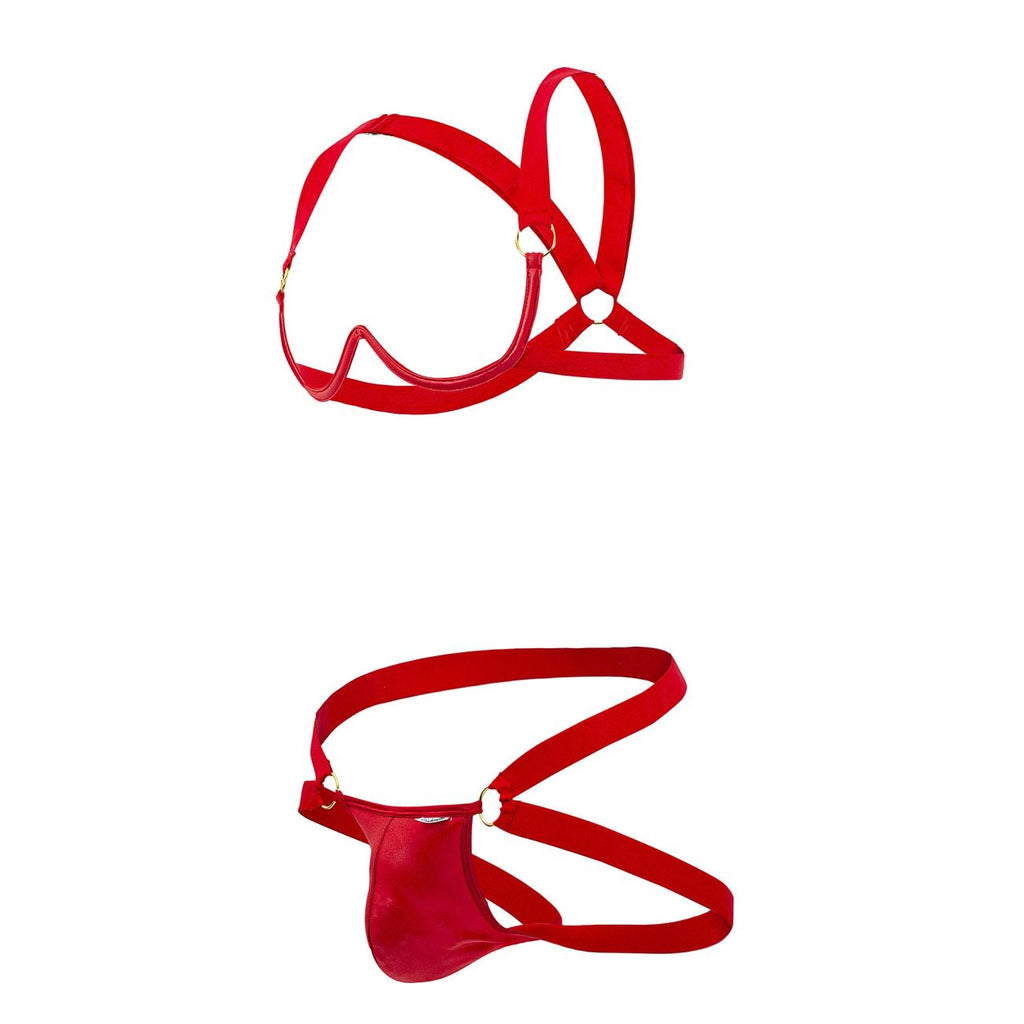 CandyMan Harness-Bra Two Piece Set - Red