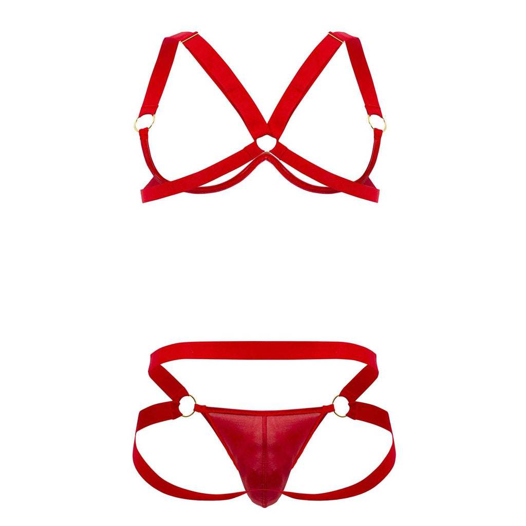 CandyMan Harness-Bra Two Piece Set - Red