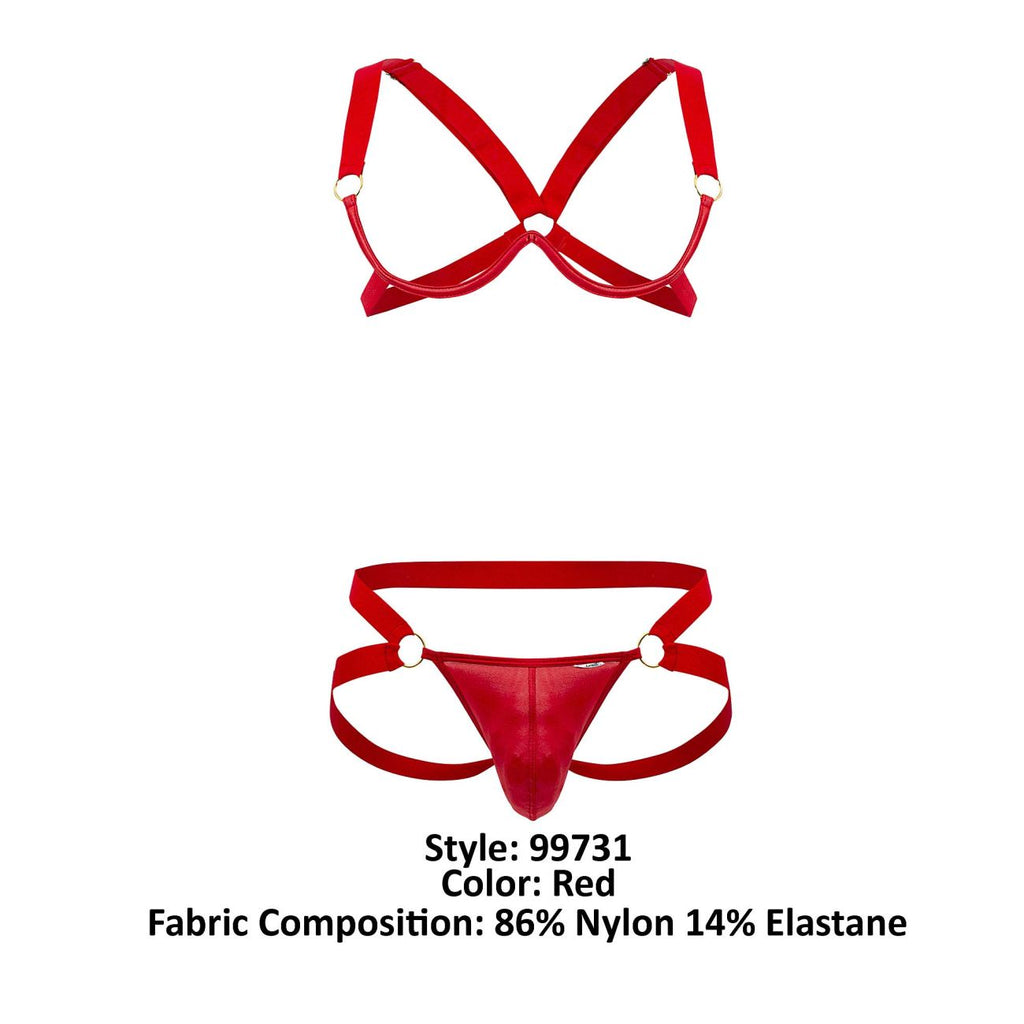 CandyMan Harness-Bra Two Piece Set - Red