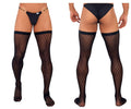 CandyMan Transparent Mesh Thigh Highs - Black