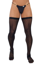 CandyMan Transparent Mesh Thigh Highs - Black