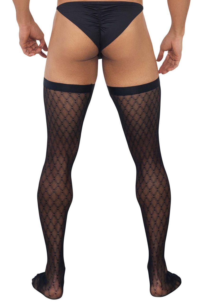 CandyMan Transparent Mesh Thigh Highs - Black