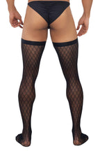 CandyMan Transparent Mesh Thigh Highs - Black
