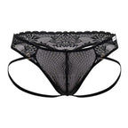 CandyMan Open Back Lace Thongs - Black