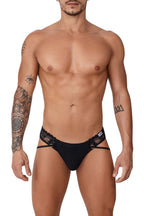 CandyMan Open Back Lace Thongs - Black