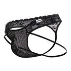 CandyMan Open Back Lace Thongs - Black