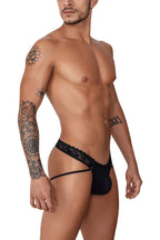 CandyMan Open Back Lace Thongs - Black
