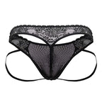 CandyMan Open Back Lace Thongs - Black