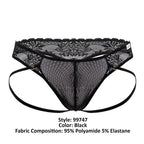 CandyMan Open Back Lace Thongs - Black