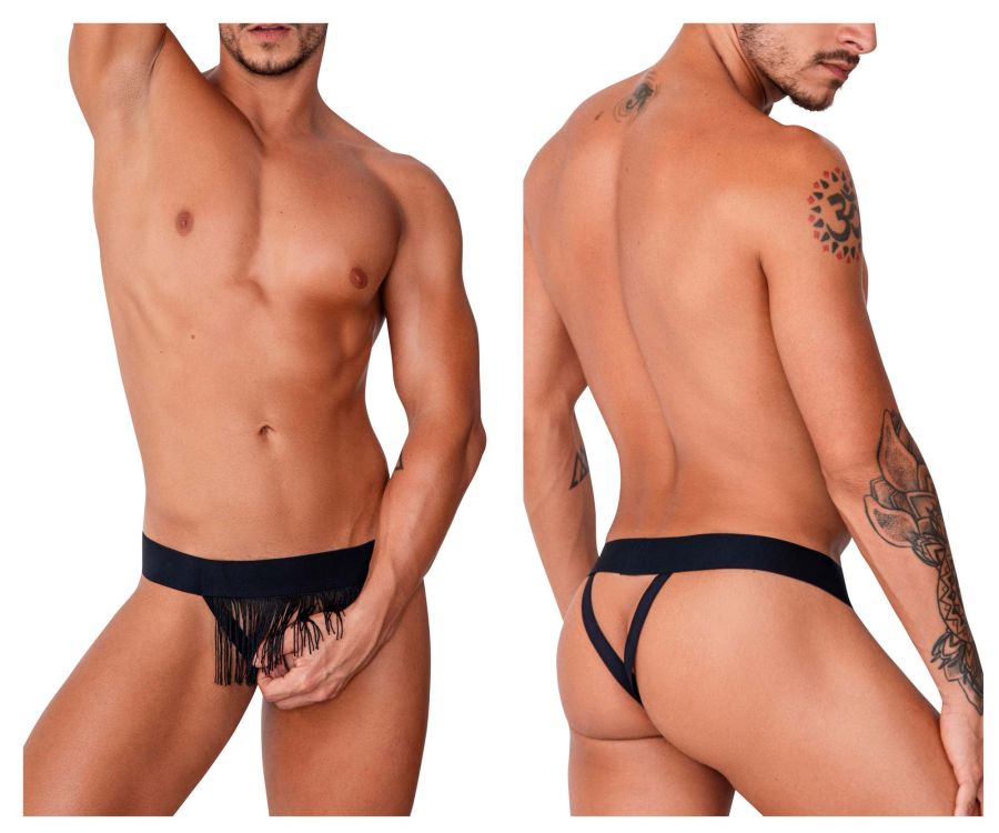 CandyMan Fringe Thongs - Black