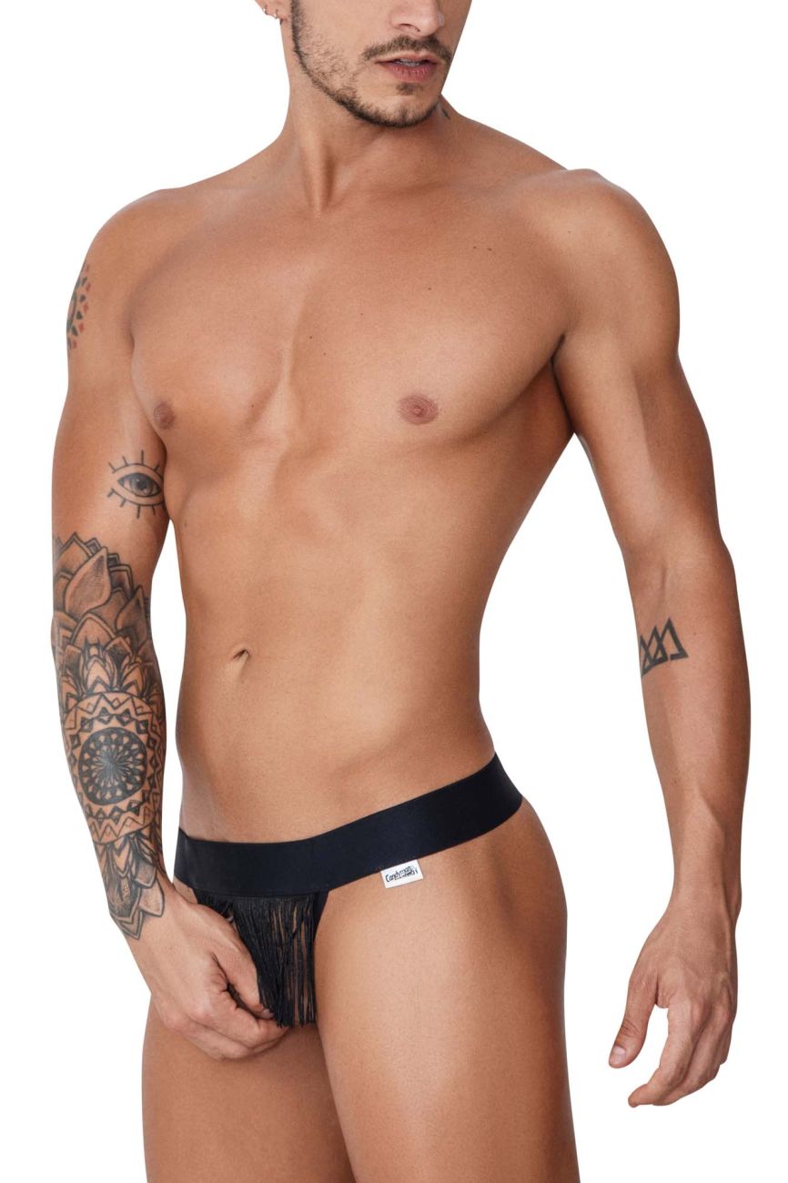CandyMan Fringe Thongs - Black