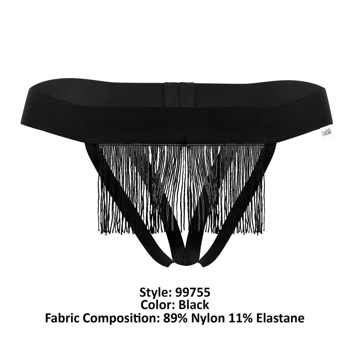 CandyMan Fringe Thongs - Black