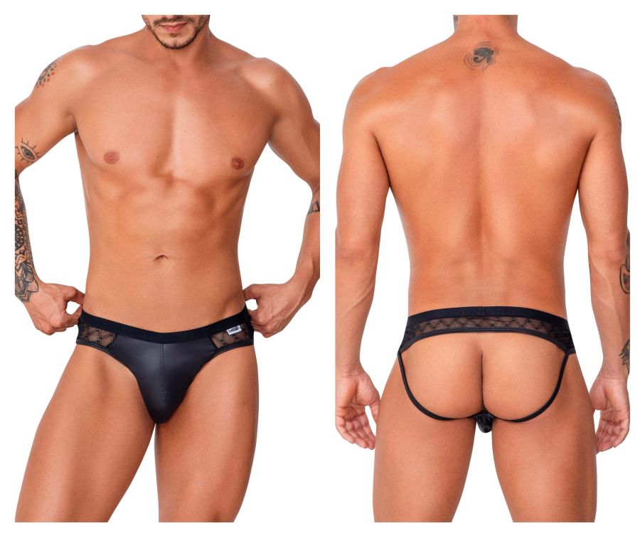 CandyMan Naked Back Lace Jockstrap - Black