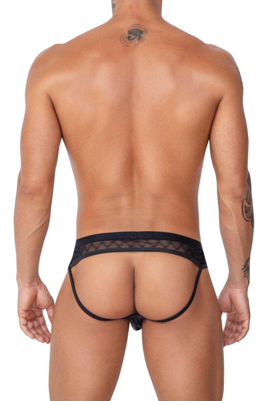CandyMan Naked Back Lace Jockstrap - Black