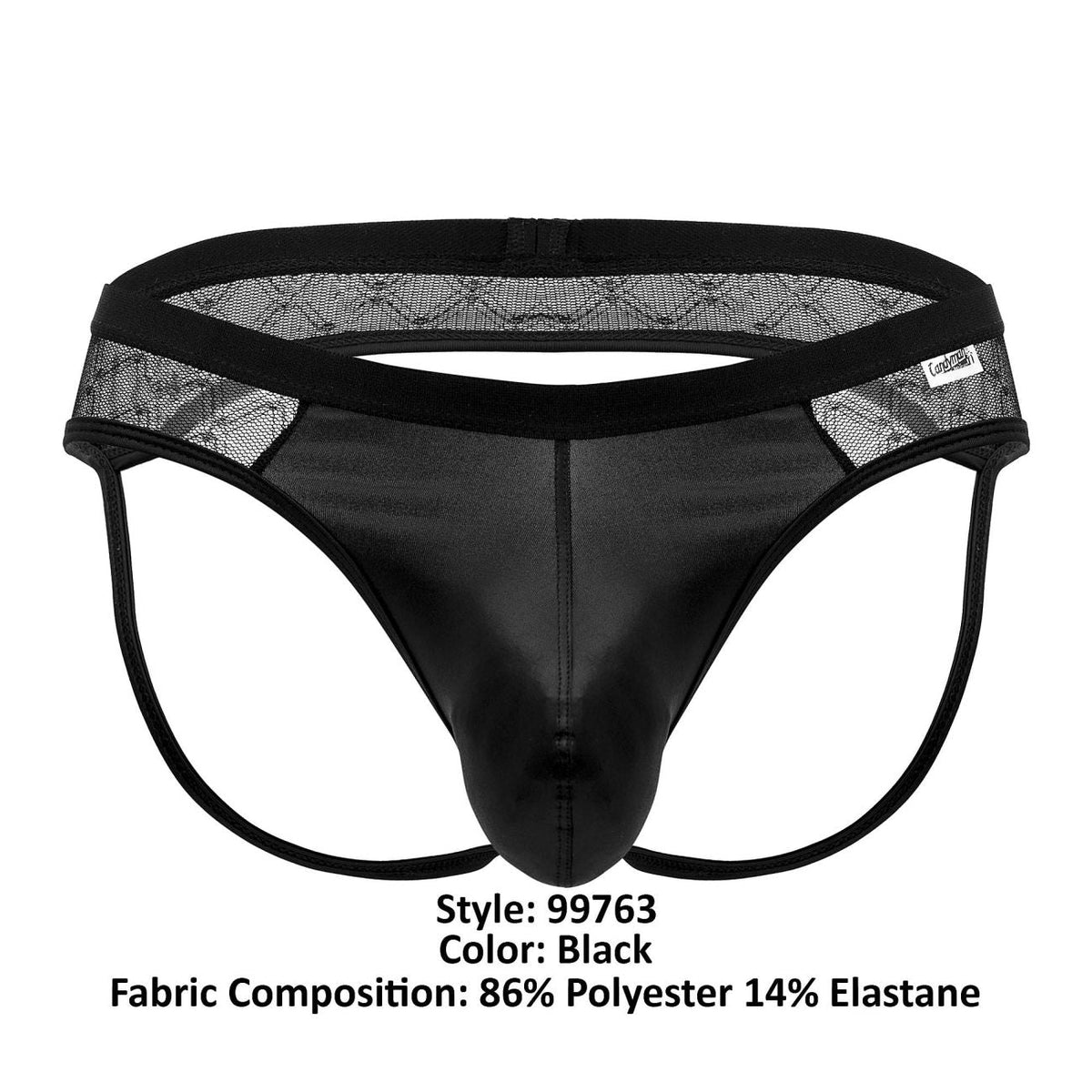 CandyMan Naked Back Lace Jockstrap - Black