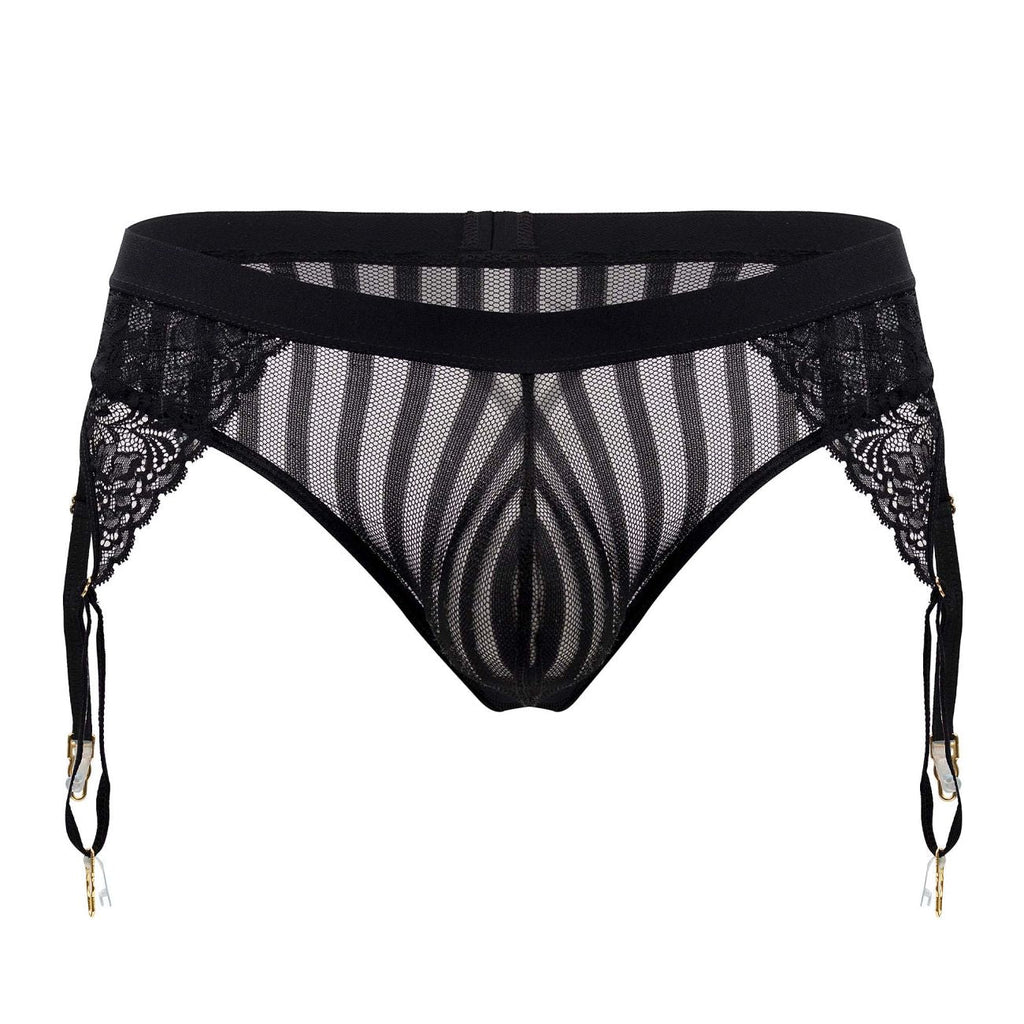 CandyMan Lace Garter G-String - Black