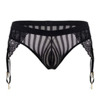 CandyMan Lace Garter G-String - Black