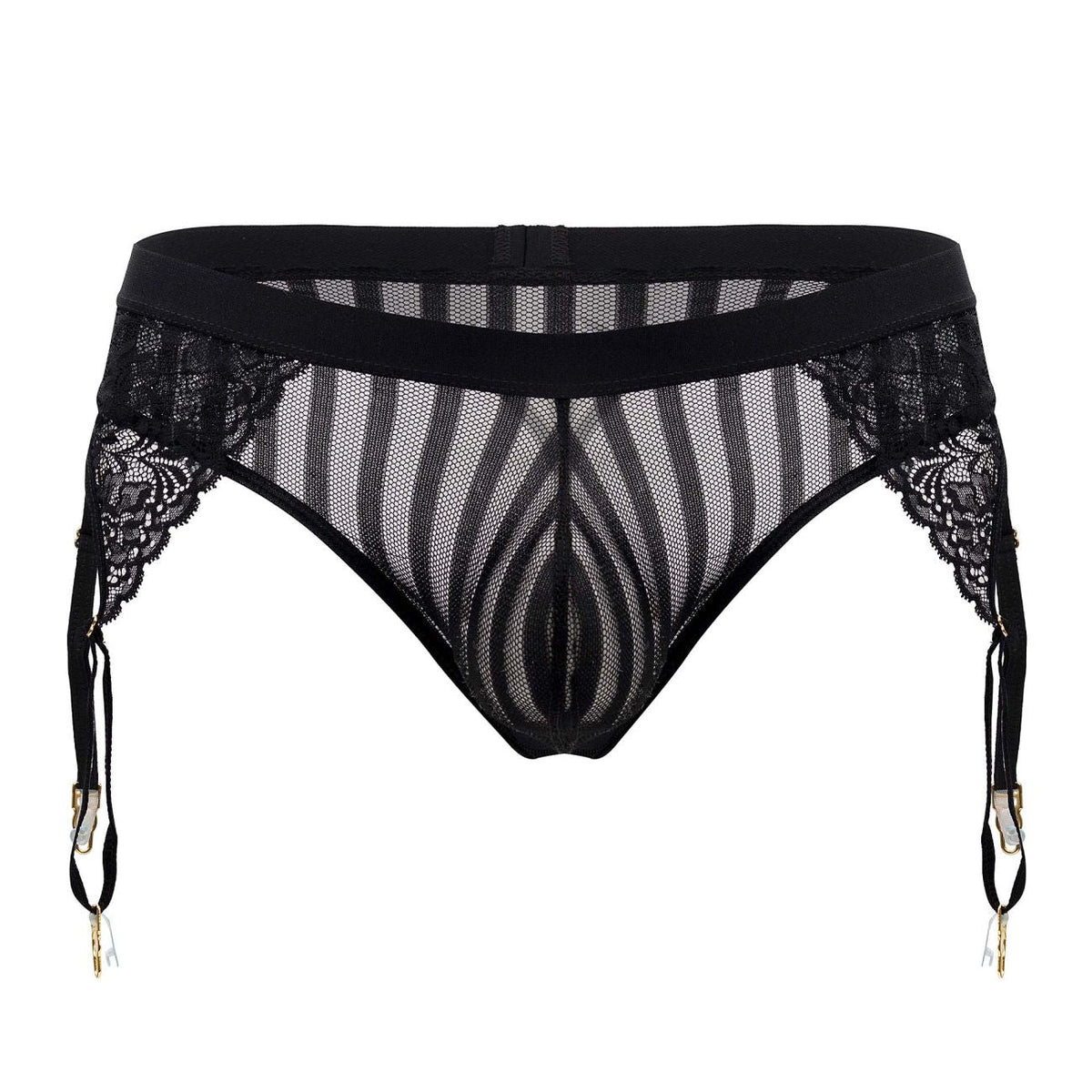 CandyMan Lace Garter G-String - Black