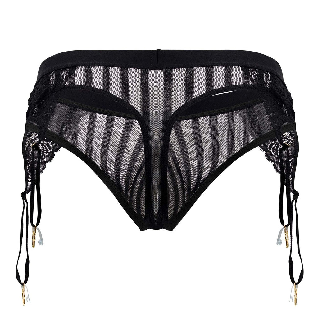 CandyMan Lace Garter G-String - Black