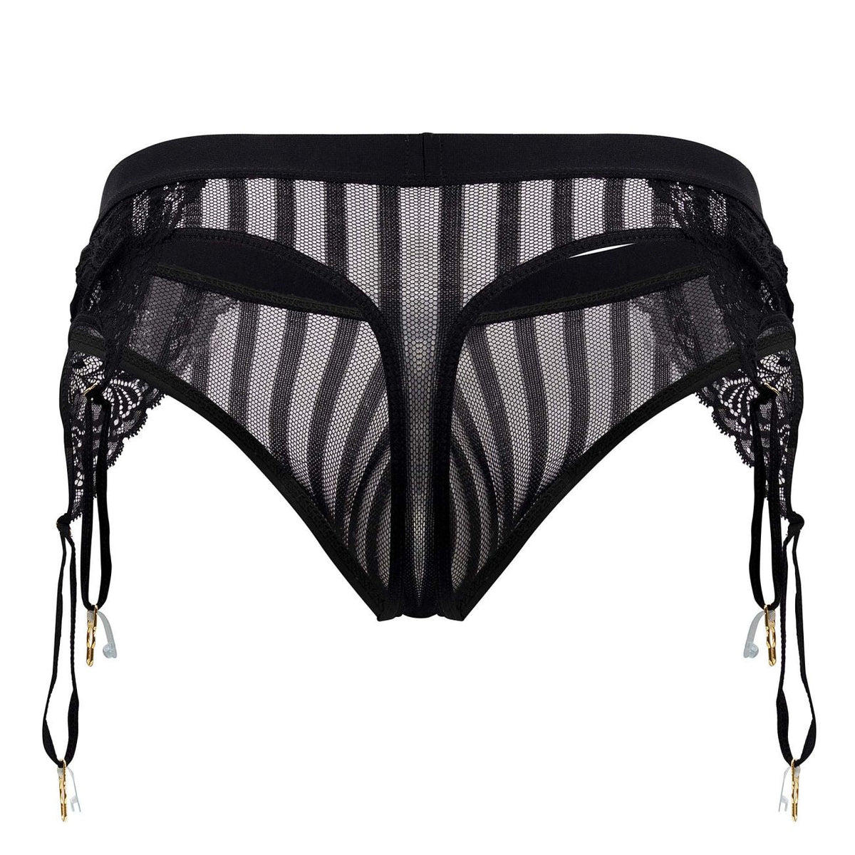 CandyMan Lace Garter G-String - Black