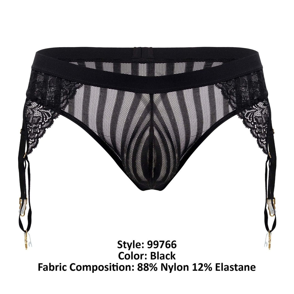 CandyMan Lace Garter G-String - Black