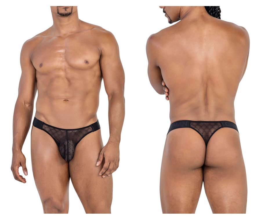 CandyMan Microfiber Mesh Thongs - Black