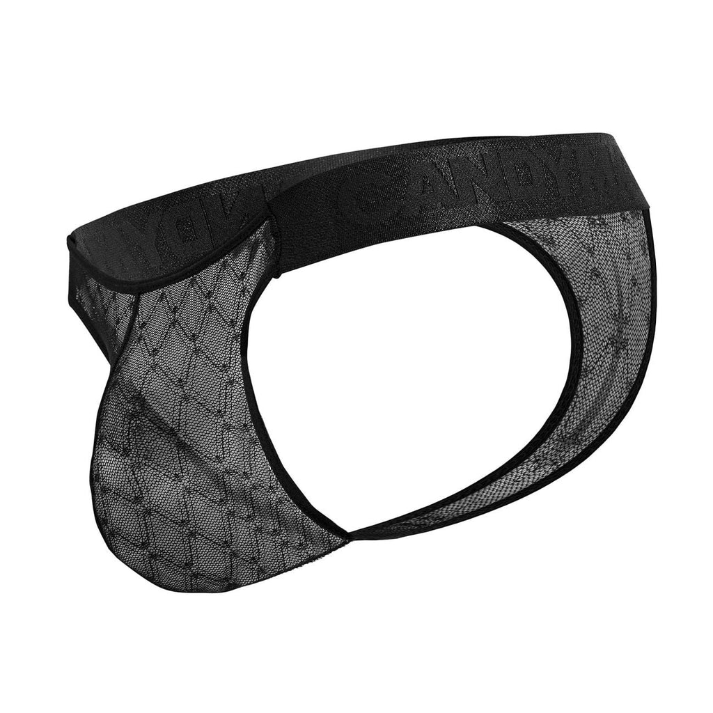CandyMan Microfiber Mesh Thongs - Black