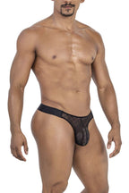 CandyMan Microfiber Mesh Thongs - Black