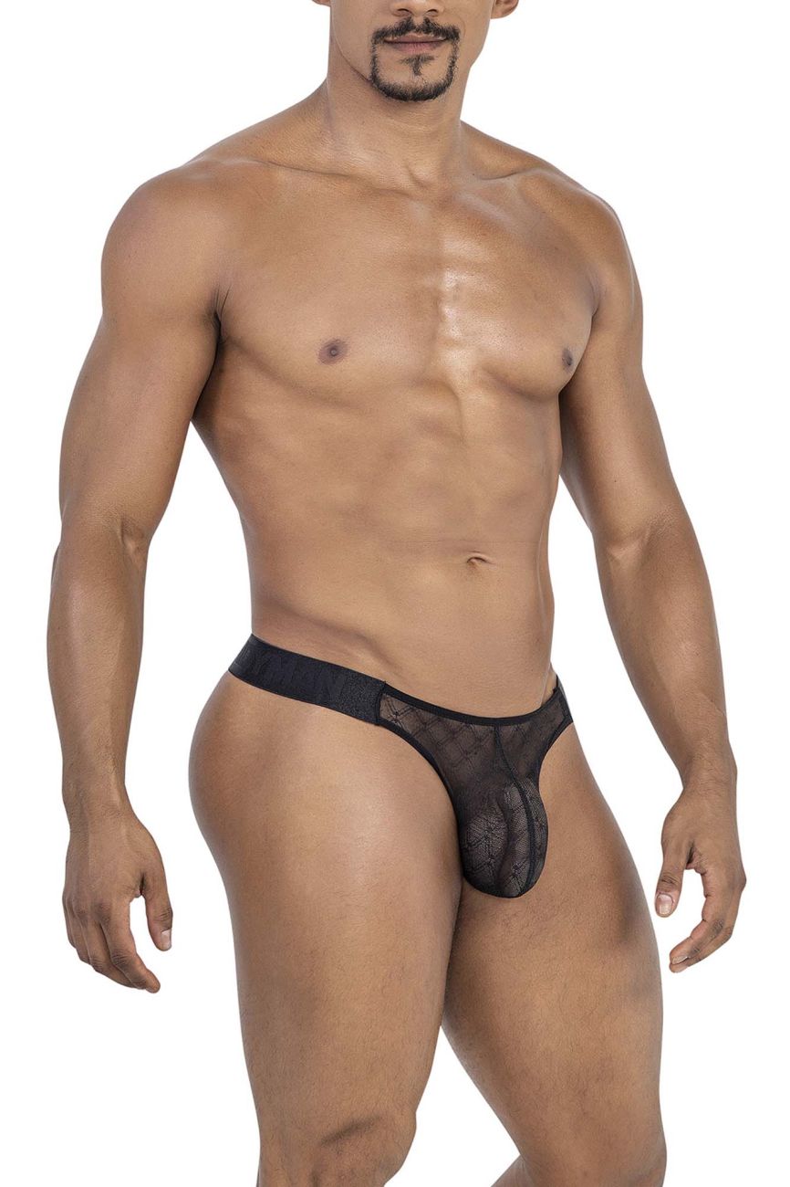 CandyMan Microfiber Mesh Thongs - Black