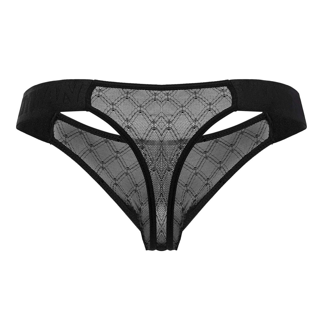 CandyMan Microfiber Mesh Thongs - Black