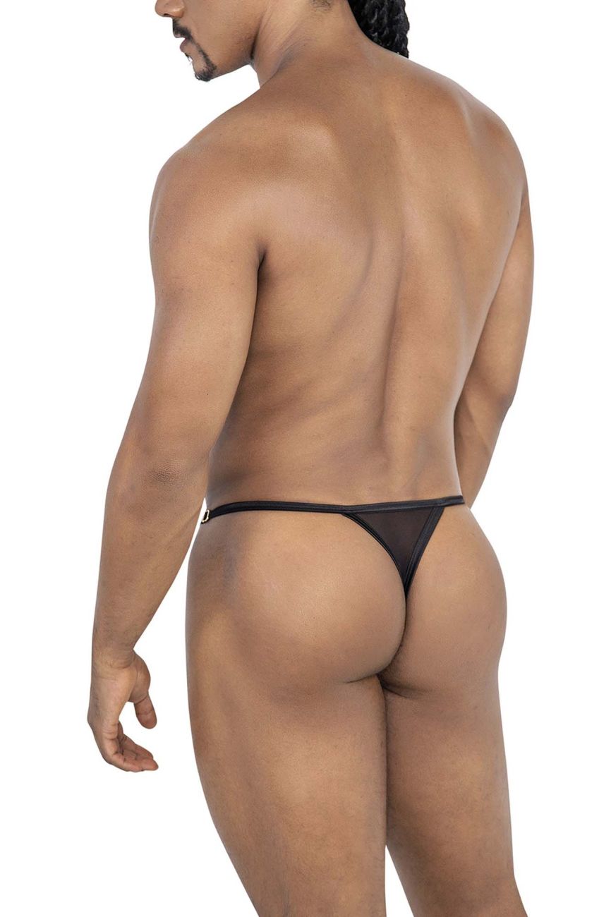 CandyMan Adjustable Strap Mesh Thongs - Black