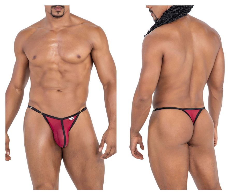 CandyMan Mesh Thongs - Burgundy