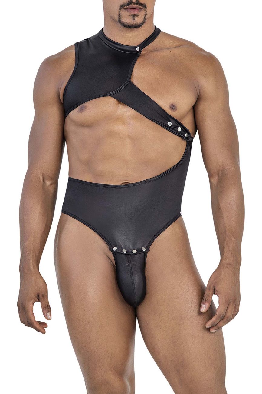 CandyMan Snap Button One Shoulder Bodysuit - Black