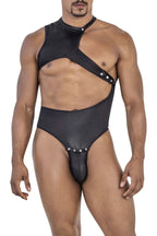 CandyMan Snap Button One Shoulder Bodysuit - Black