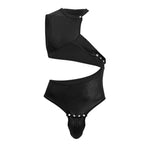 CandyMan Snap Button One Shoulder Bodysuit - Black