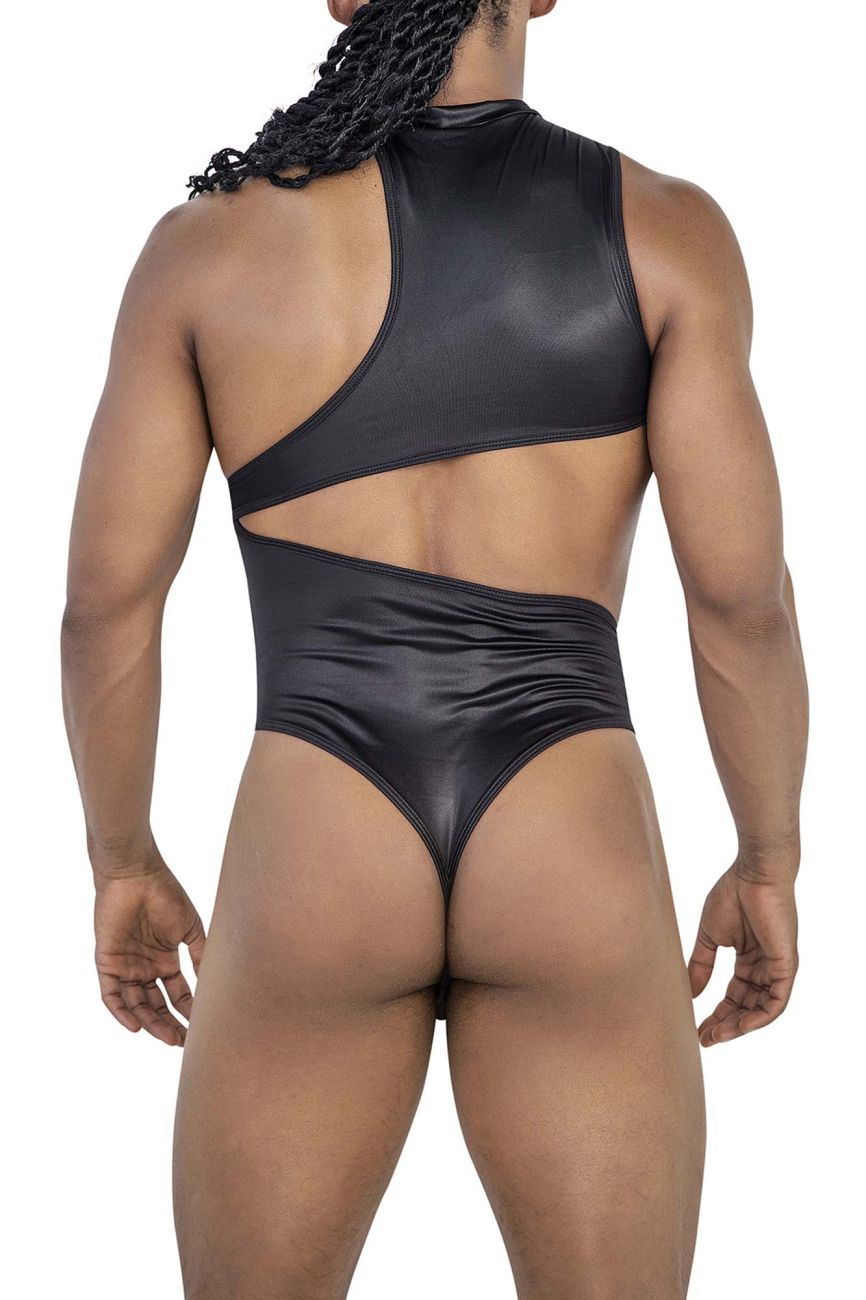 CandyMan Snap Button One Shoulder Bodysuit - Black