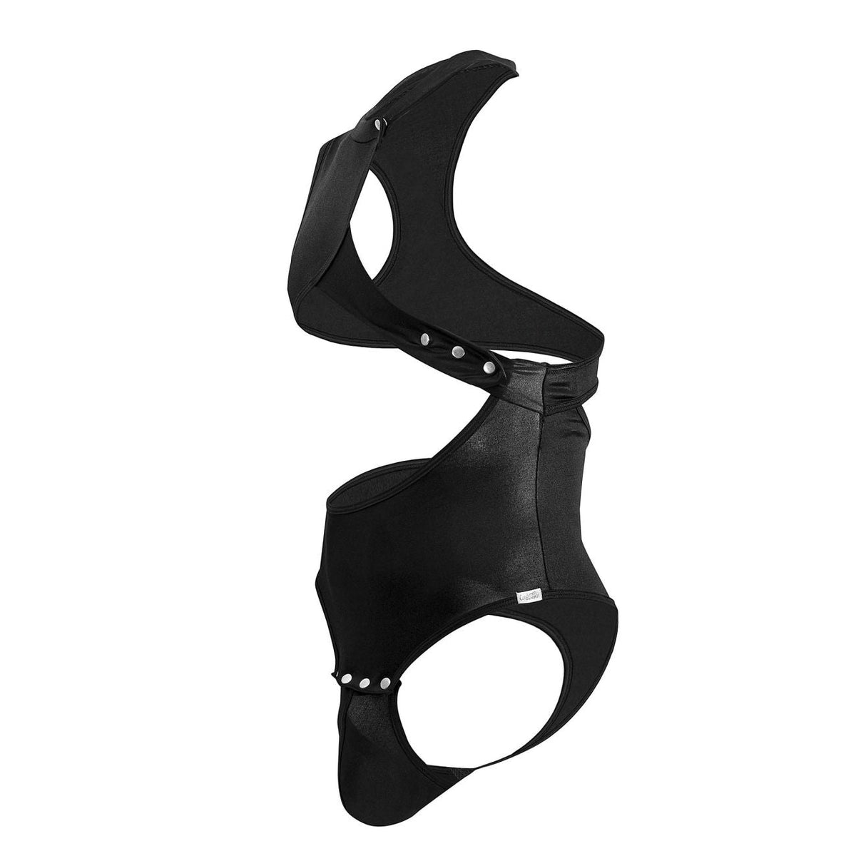 CandyMan Snap Button One Shoulder Bodysuit - Black