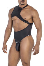 CandyMan Snap Button One Shoulder Bodysuit - Black