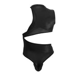 CandyMan Snap Button One Shoulder Bodysuit - Black