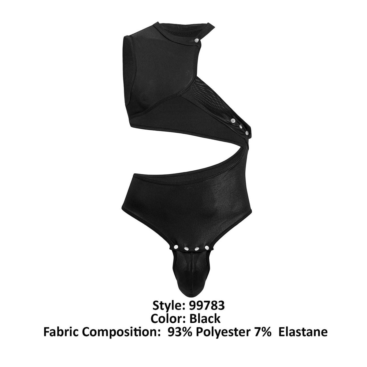CandyMan Snap Button One Shoulder Bodysuit - Black