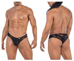 CandyMan Lace-Up Back Lace Thongs - Black