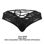 CandyMan Lace-Up Back Lace Thongs - Black