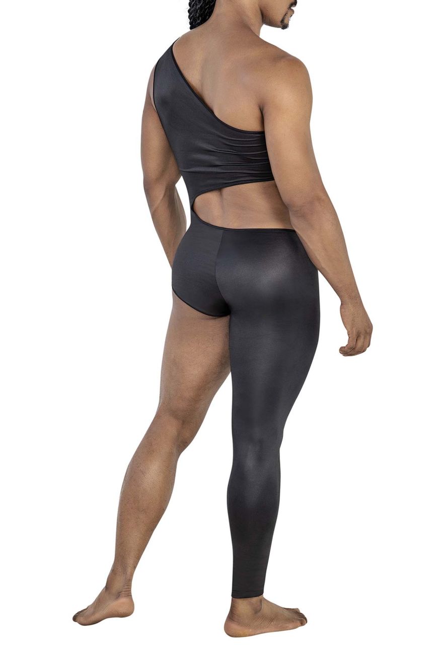 CandyMan Asymmetrical One Shoulder One Leg Bodysuit - Black