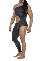 CandyMan Asymmetrical One Shoulder One Leg Bodysuit - Black