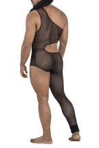 CandyMan Sheer Mesh One Shoulder One Leg Bodysuit - Black