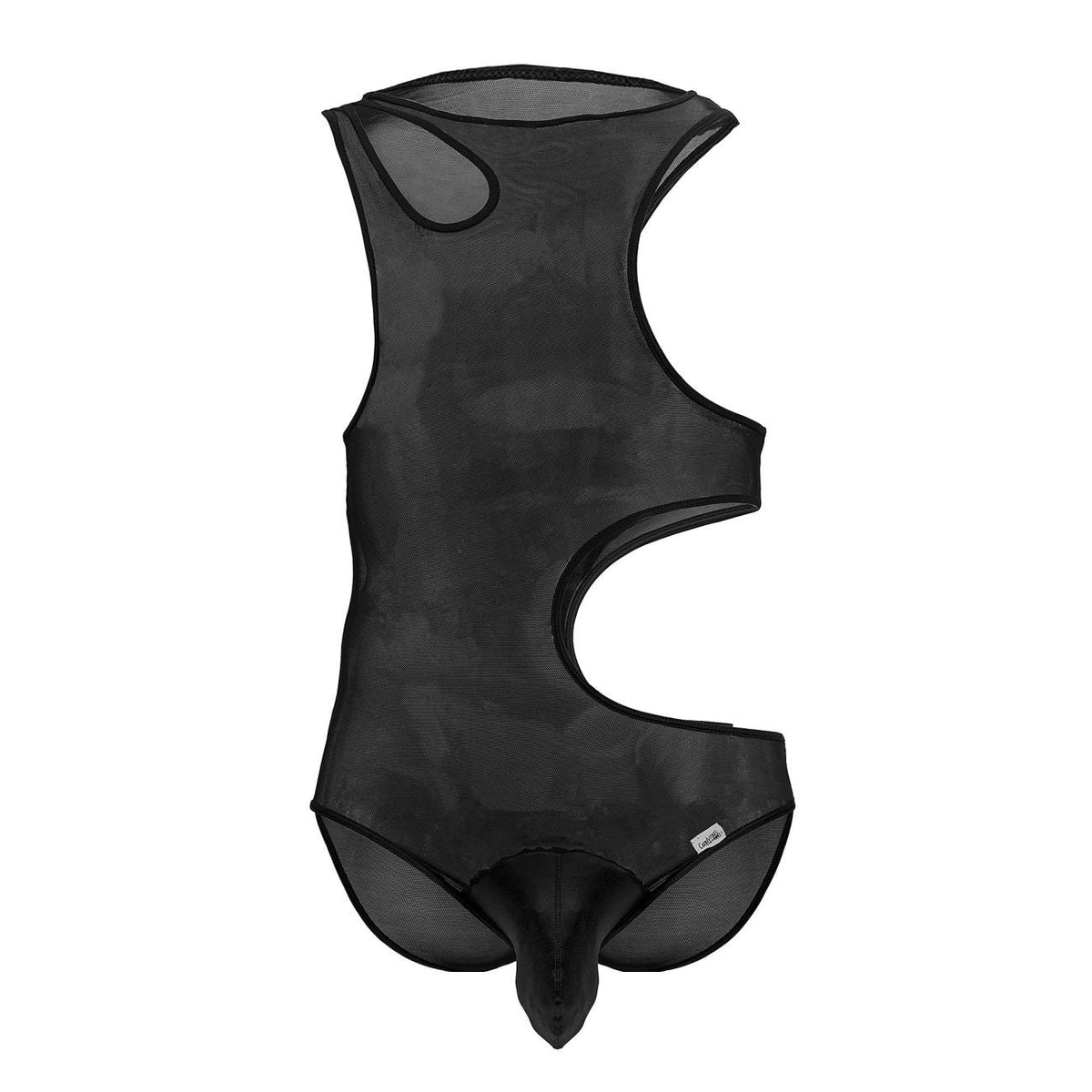 CandyMan Cut-Out Racerback Mesh Bodysuit - Black