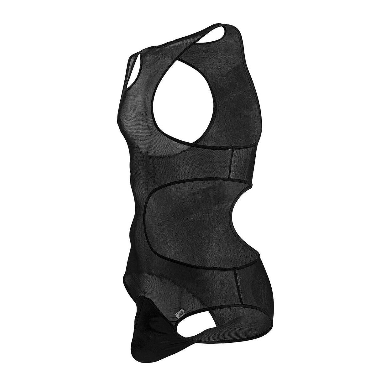 CandyMan Cut-Out Racerback Mesh Bodysuit - Black
