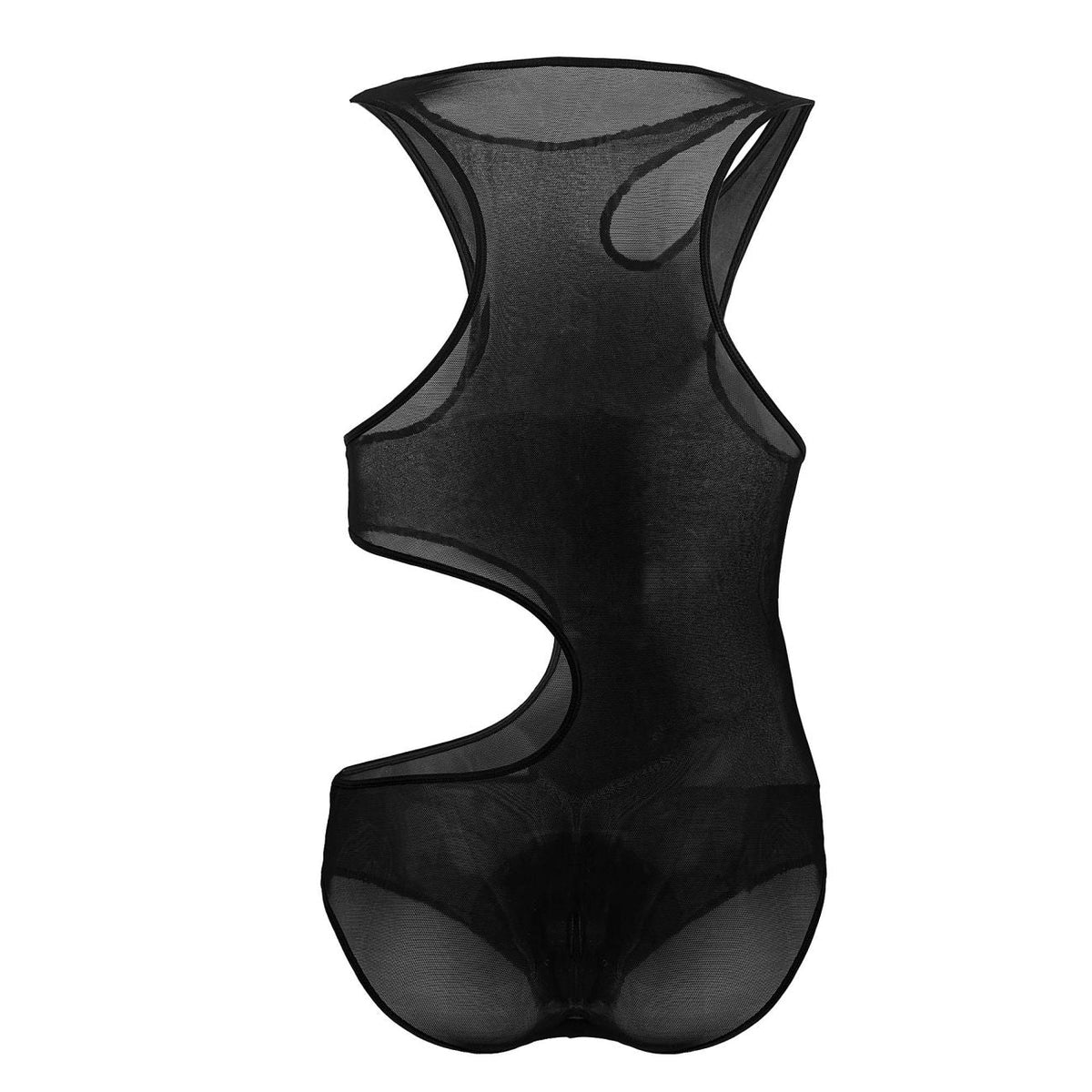 CandyMan Cut-Out Racerback Mesh Bodysuit - Black
