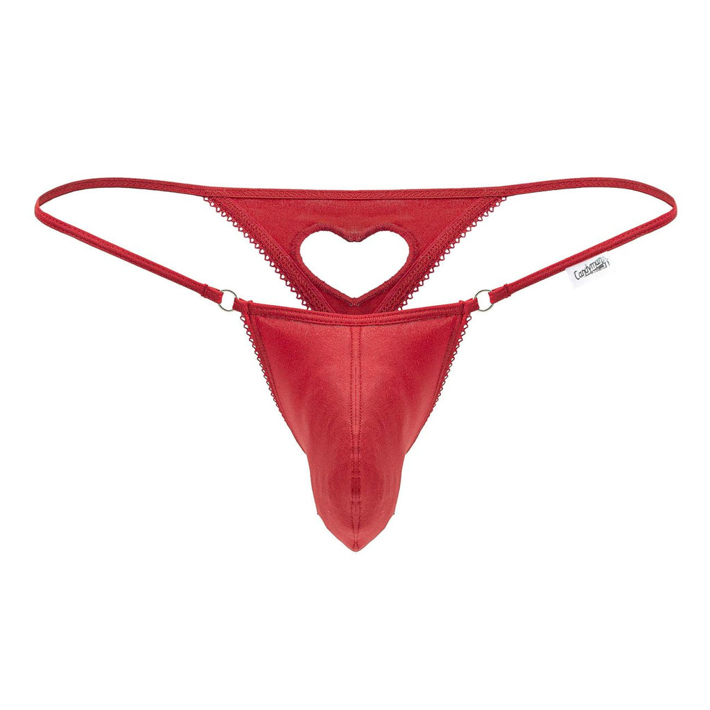 CandyMan Heart Cut-Out Thongs - Red