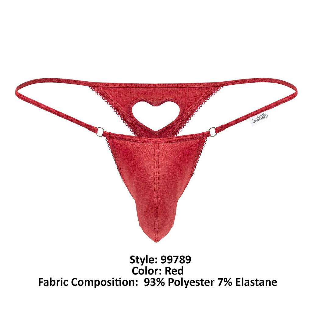 CandyMan Heart Cut-Out Thongs - Red
